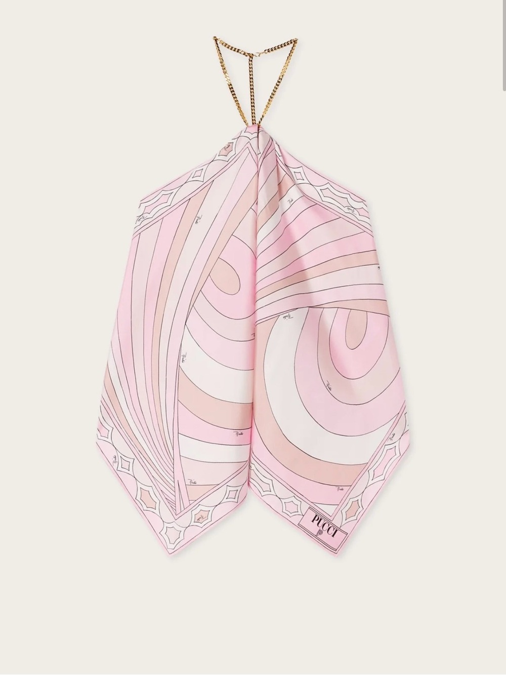 Emilio Pucci Pink Iride Print Chain Top